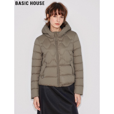 百家好90白鸭绒连帽羽绒服女冬季