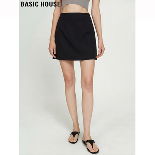新款 Basic 半身裙女2026春季 百家好黑色西装 高腰包臀短裙子 House
