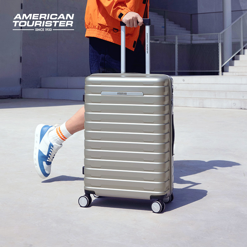 美旅横纹20寸登机箱商务男士大容量行李箱女耐用拉杆箱旅行箱NJ2
