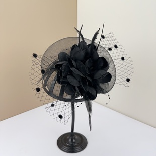 上海滩旗袍头饰帽子女古典黑色小礼帽复古民国配饰网纱发夹子发卡