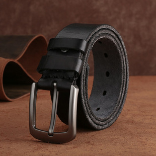男士复古休闲皮带 头层牛皮腰带 男子牛仔裤皮带 针扣