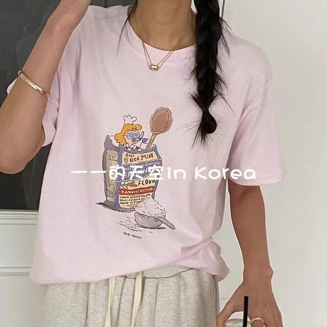 趣味卡通tee 韩国代购正品2025春夏女装新款可爱洋气减龄短袖t恤