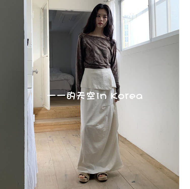 森系风半身裙 韩国代购2026春夏新款层次感褶皱设计文艺小众长裙