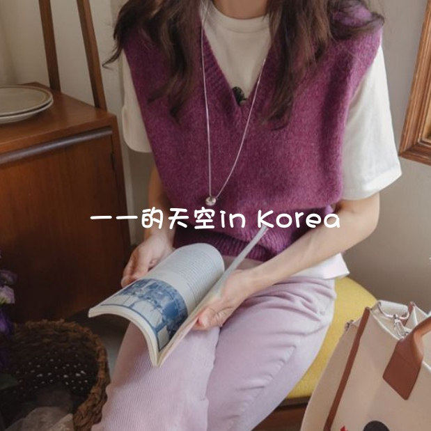 复古羊毛马夹韩国代购正品秋冬女装新款百搭洋气保暖v领针织背心
