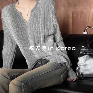 有调性针织衫 韩国代购正品2025春季女装时尚修身显瘦条纹套头衫