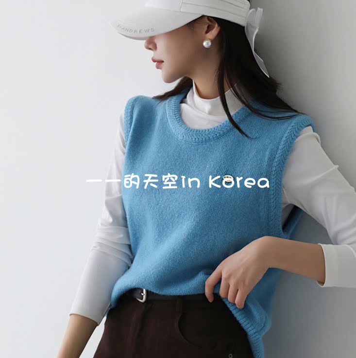 减龄运动风马甲 韩国代购2025秋季女装新款时尚圆领休闲针织背心