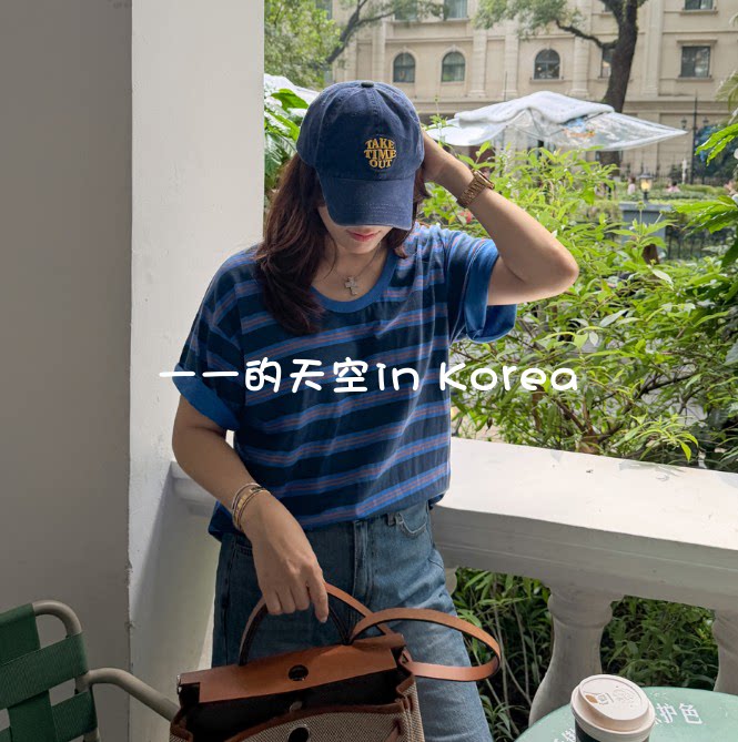 经典配色条纹tee韩国代购正品2026春夏新款宽松显瘦纯棉短袖t恤女