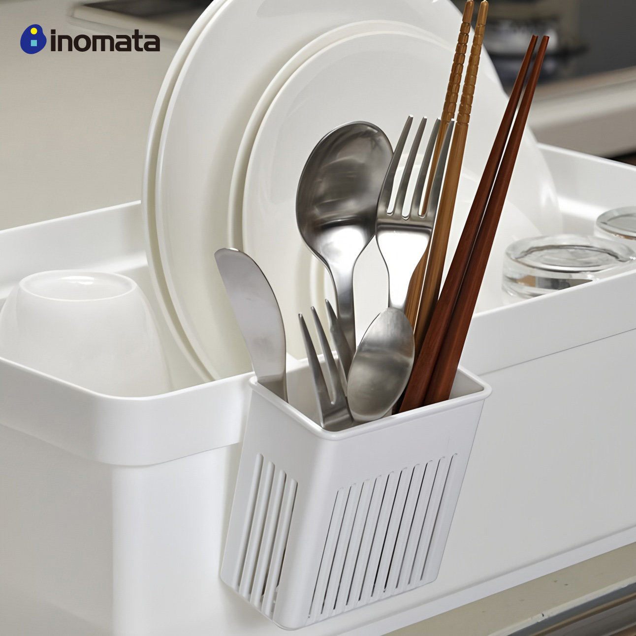 日本进口INOMATA厨房小型挂式餐具笼筷子置物架刀叉勺收纳沥水架,餐饮具,餐具笼/架,淘宝优惠券,粉丝福利购,淘宝优惠卷