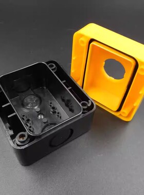 XB2按钮控制盒1位 明装1孔黄色按钮盒22mm急停开关盒68*68*50mm