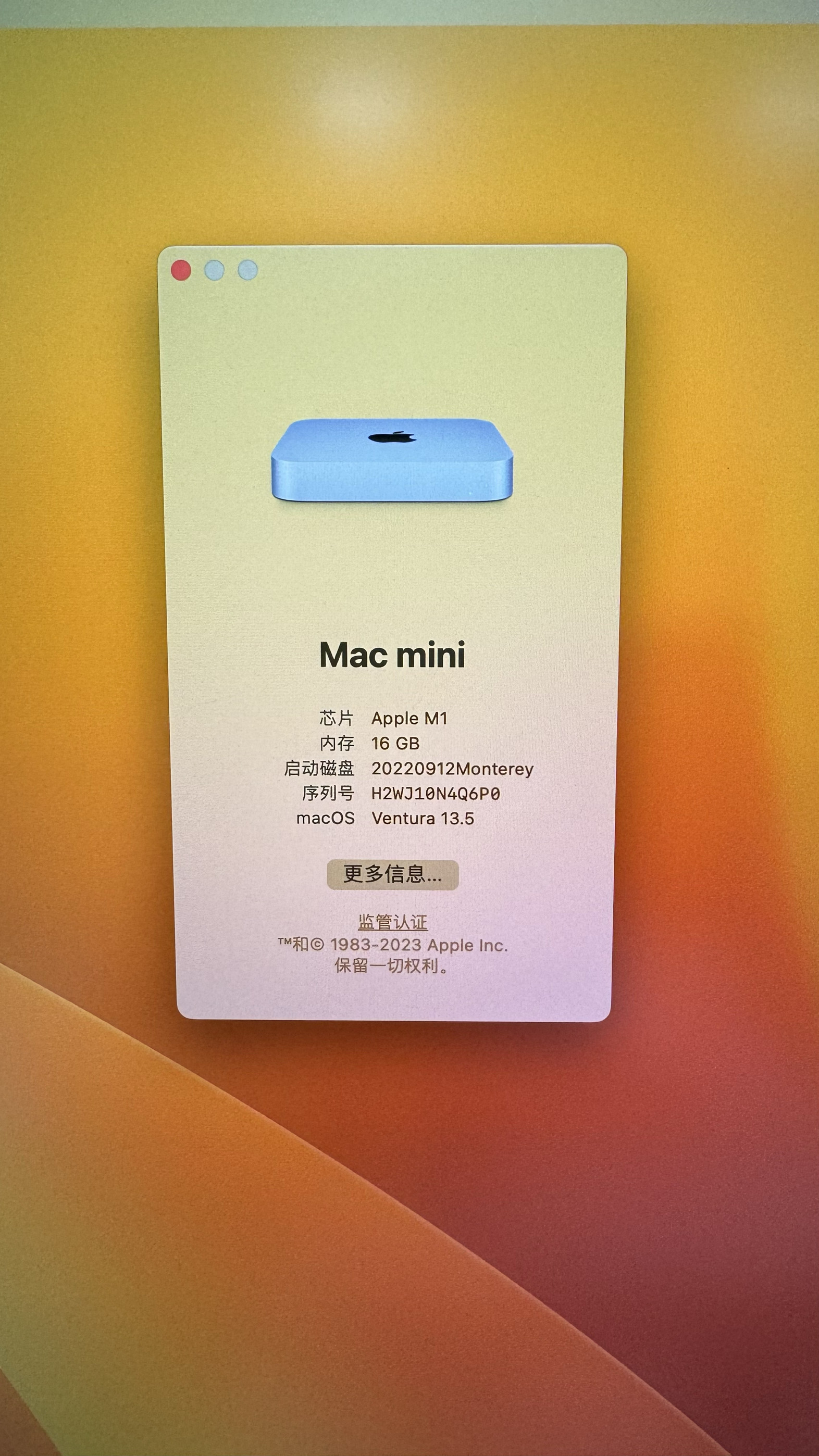 苹果Mac mini主机A2348 M1芯片20年m1-16G-