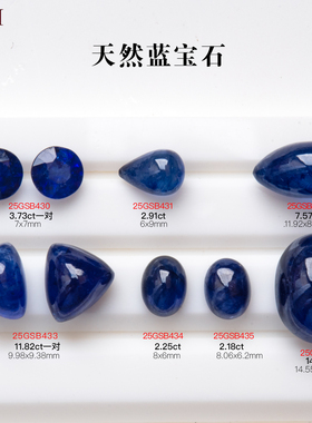 FIICCI天然蓝宝石裸石素面蛋面椭圆水滴皇家蓝大克拉经充填处理