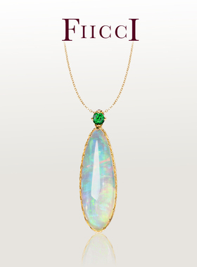 18K金幻彩欧泊吊坠项链15克拉