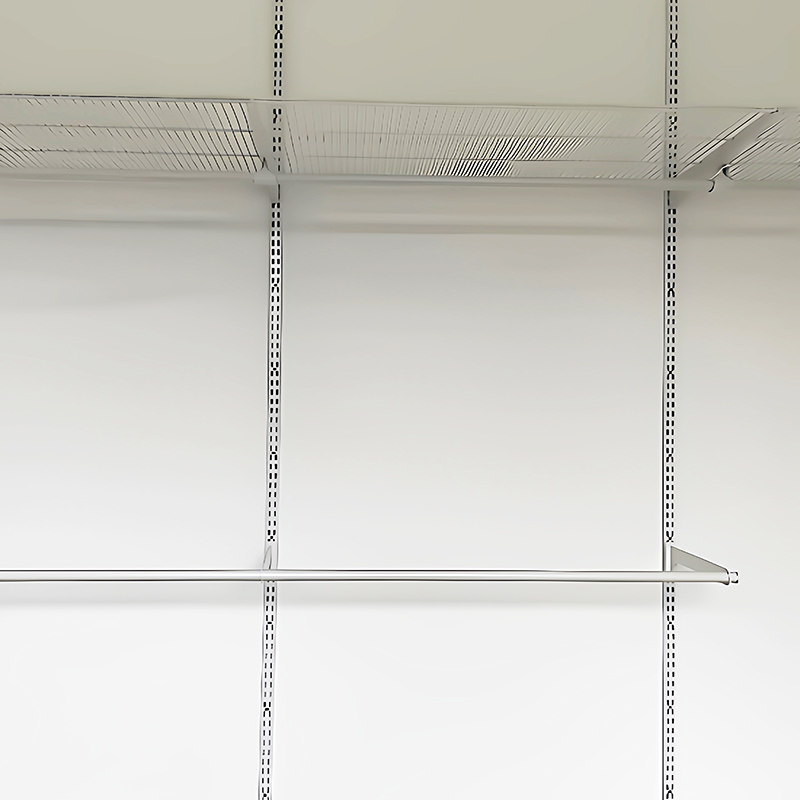 加厚金属衣帽间上墙aa柱服装挂衣架白圆管两用层板托侧挂承重强