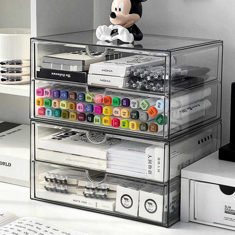 抽屉式文具收纳盒分层透明盒子