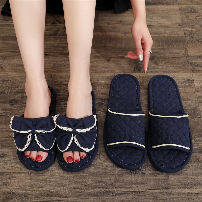 韩版蝴蝶结亚麻家居布艺情侣室内静音男女舒适拖鞋地板地砖春夏秋,居家布艺,居家亚麻拖鞋,淘宝优惠券,粉丝福利购,淘宝优惠卷
