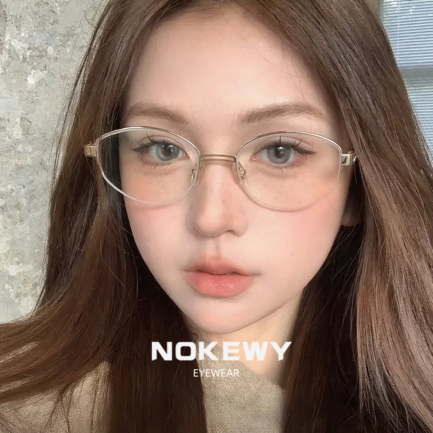 NOKEWY女士老钱风纯钛防蓝光眼镜