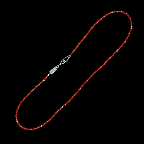 思涵银工坊Larry Smith925纯银鱼钩箭矢4mm琉璃珠男女款日潮项链