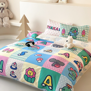 塔卡沙 TYAKASHA 拼布格子可爱印花全棉床上四件套 富山商店
