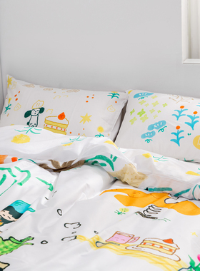 富山商店x石榴Zakuro 日系清新ins可爱原创纯棉床单被套