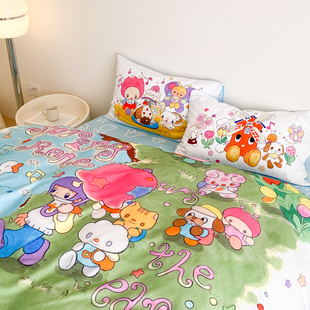 富山商店x奥莉蛙 宿舍四件套 郁金香风车100%棉床上可爱原创床单款