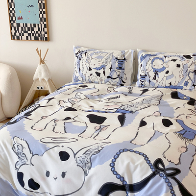 【富山商店】圈圈小羊蓝紫色可爱床上四件套软软香甜的小羊100%棉