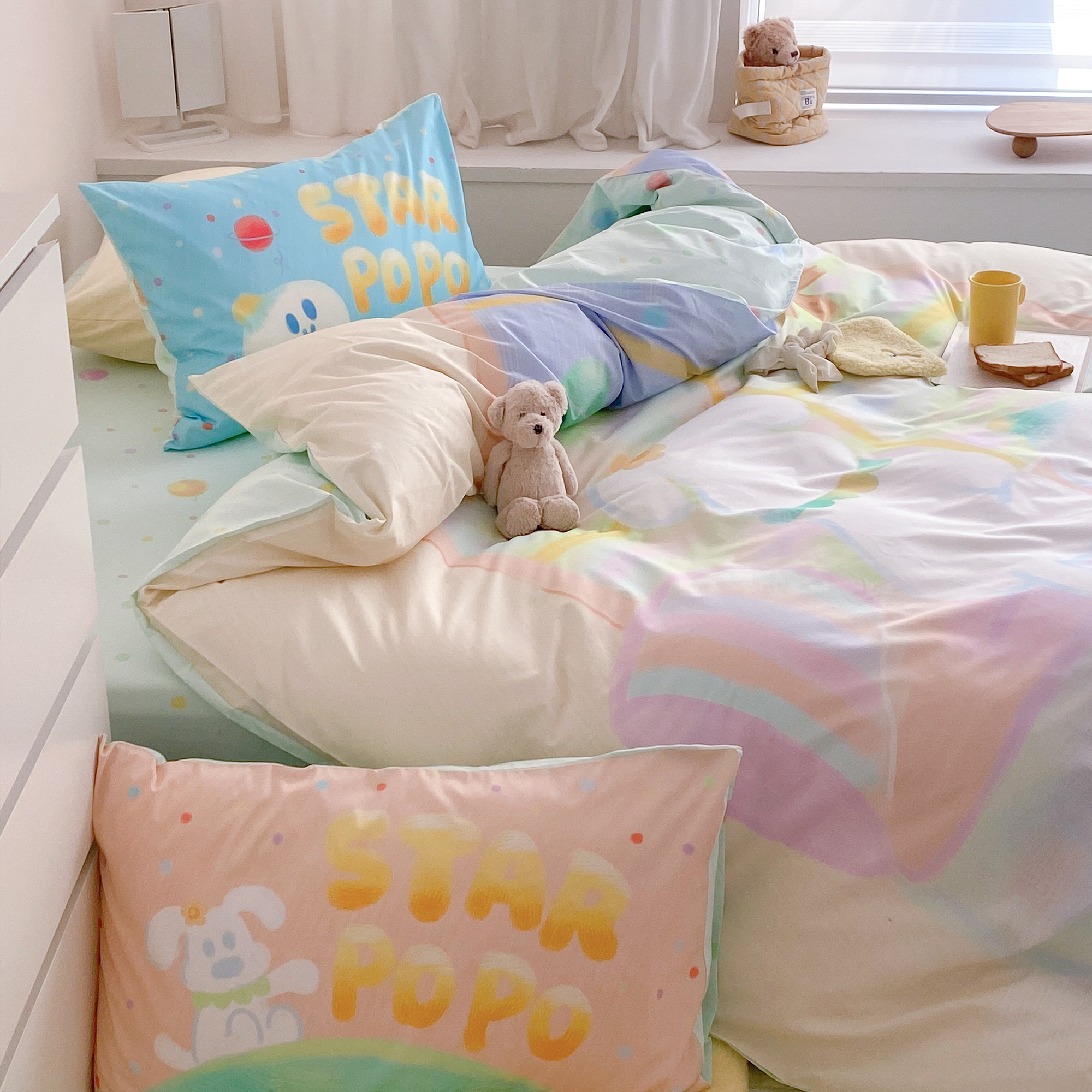 可爱原创纯棉材质渐变色被套