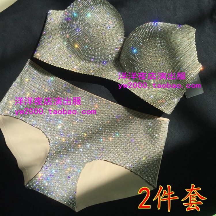 比基尼夜店烫钻黑色演出服