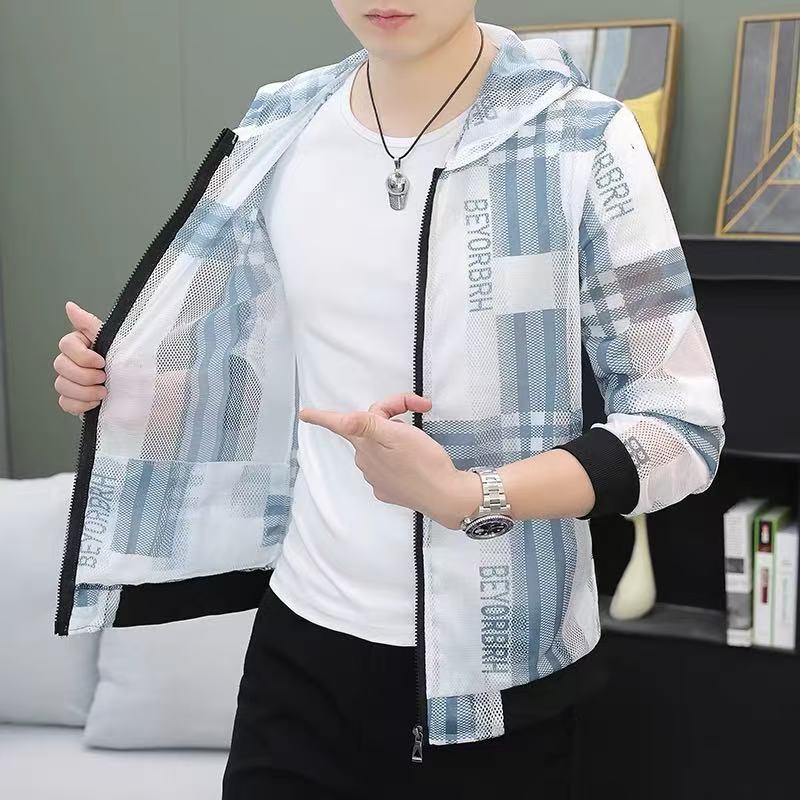 镂空冰丝防晒衣男夏季潮牌轻薄款连帽防晒服户外休闲运动时尚外套