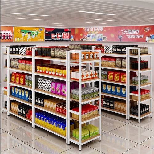 超市零食红酒水果店双面中岛柜化妆品柜鞋店鞋架陈列柜储藏架组合