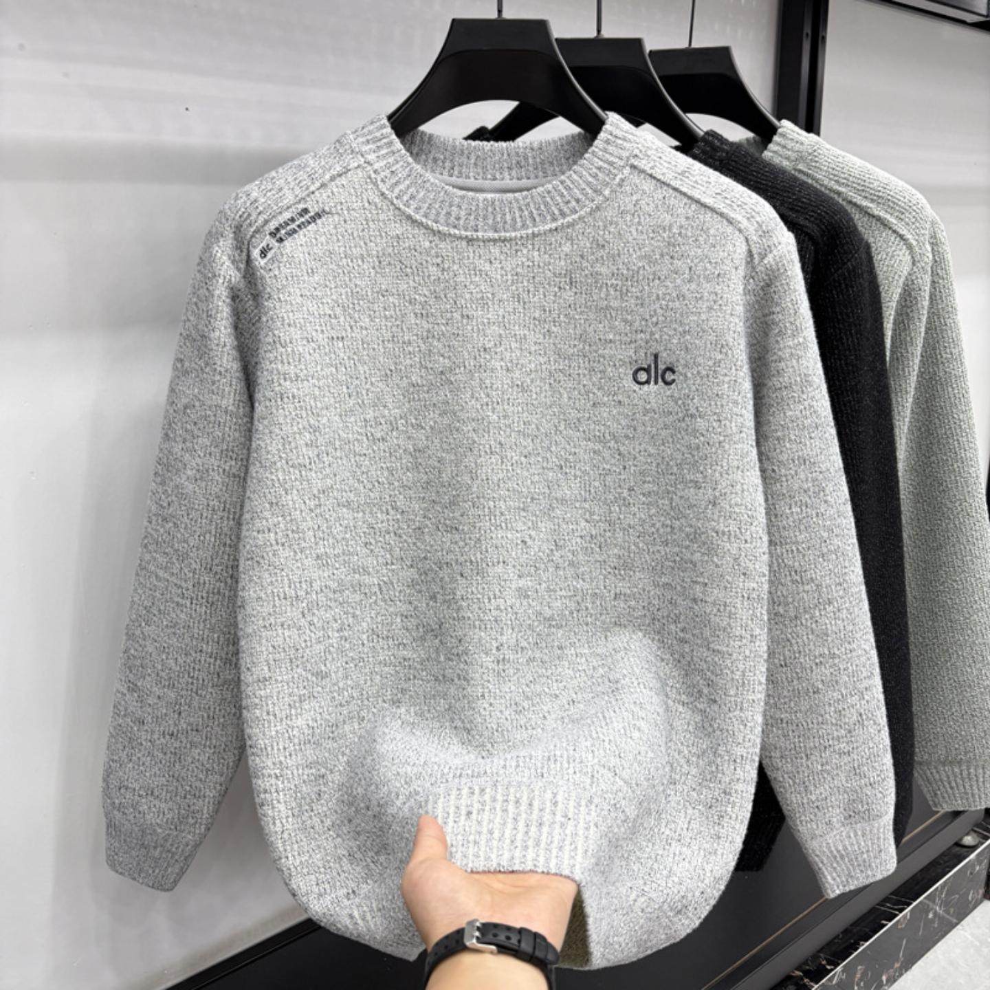 普洛克正品 针织衫男士插肩袖字母刺绣毛衣花纱圆领不起球打底衫