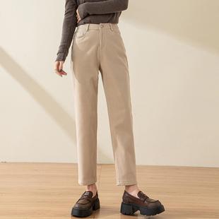 加厚弹力老爹裤 普洛克正品 新款 女冬高腰显瘦九分裤 子 直筒牛仔裤