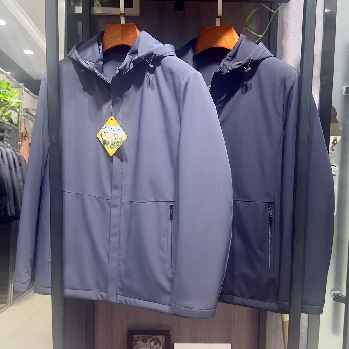 普洛克男装新款现货 两面穿羊毛填充棉服冬棉衣外套可脱帽上衣1