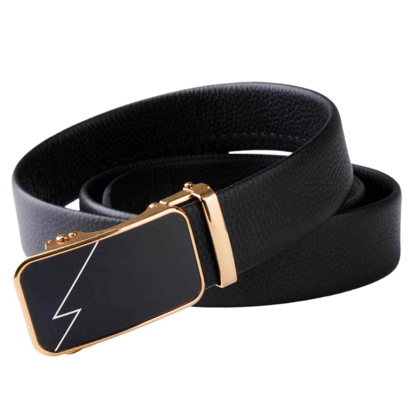 普洛克正品 商务皮带加合金扣头真皮腰带裤带自动扣手工纹理轻奢