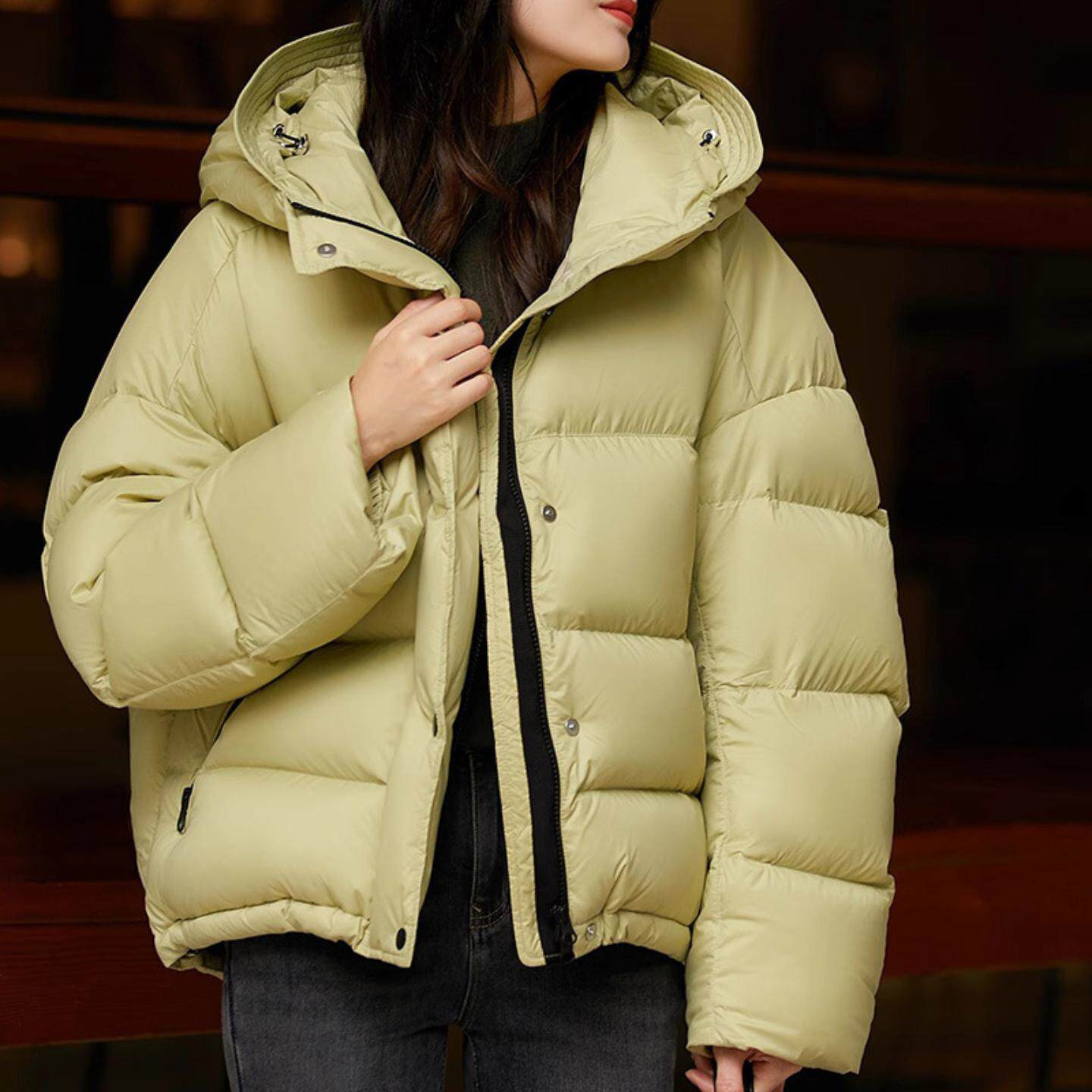 普洛克正品 95白鹅绒女装连帽短款平湖高端羽绒服外套女款厚款冬