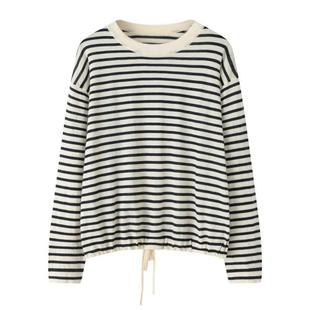 精纺防晒薄款 普洛克正品 时尚 恤女秋新款 宽松上衣 山羊绒条纹长袖