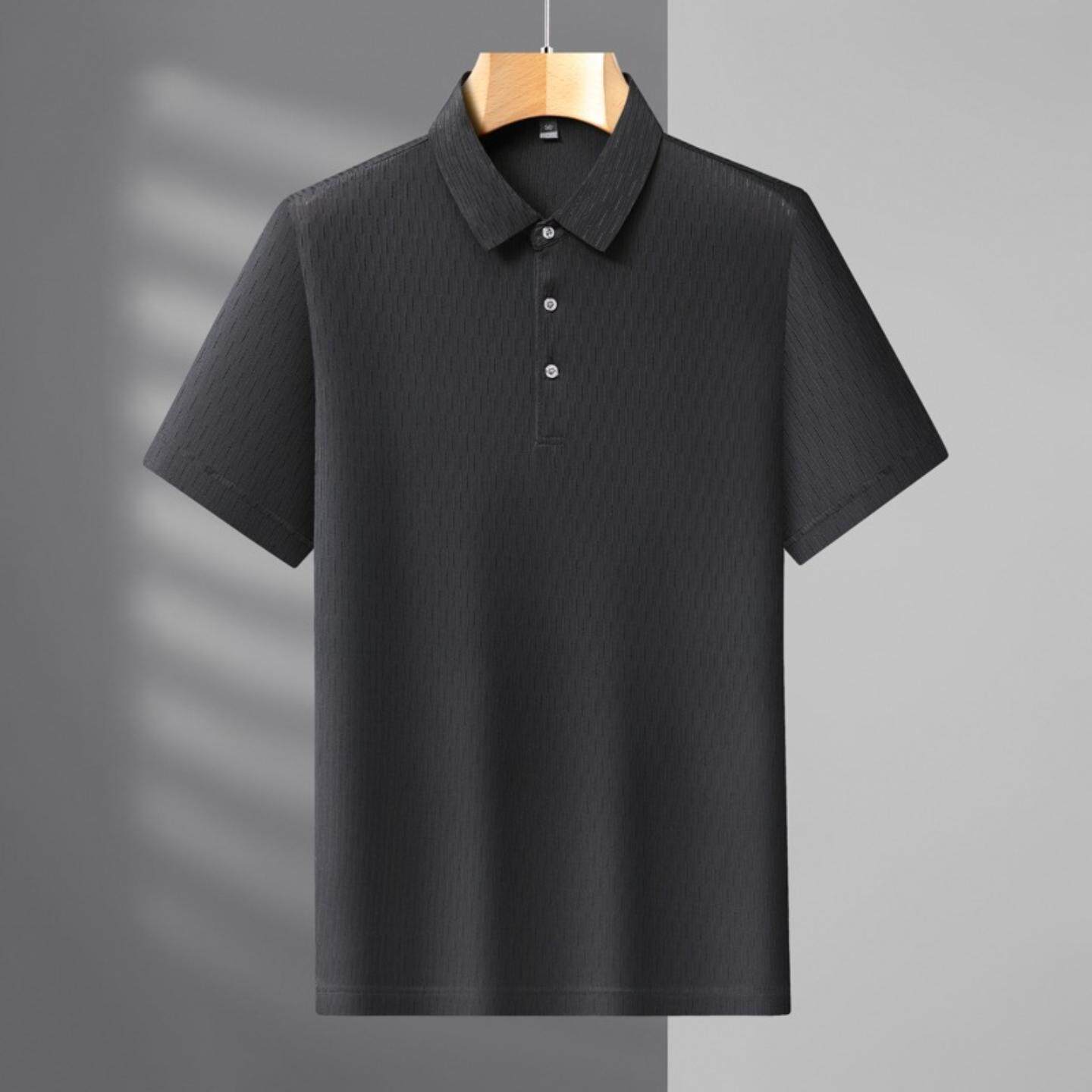 普洛克正品男装 大码t恤冰丝弹翻领短袖商务免烫宽松半袖衫夏亲子