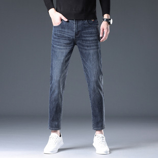 普洛克正品新款男修身小脚裤9分裤弹力非羽绒裤牛仔加长九分裤