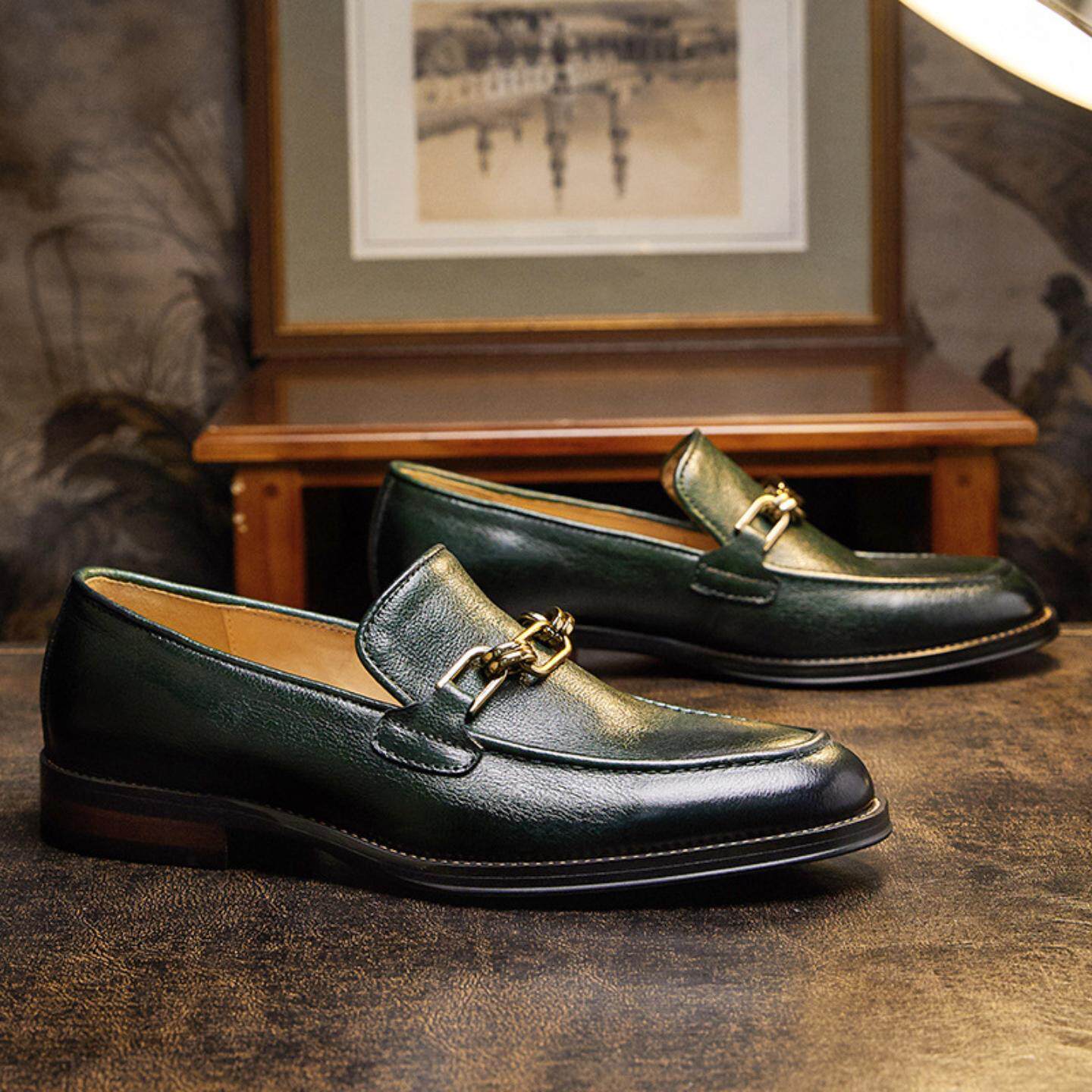 普洛克正品男鞋 商务休闲正装皮鞋通勤软底软面头层牛皮乐福鞋潮