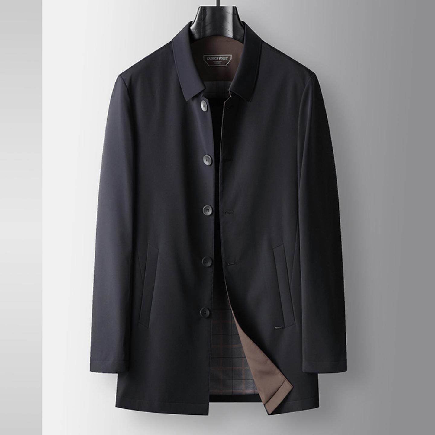 普洛克正品男装 风衣春秋行政翻领年商务休闲高级感免烫抗皱外套