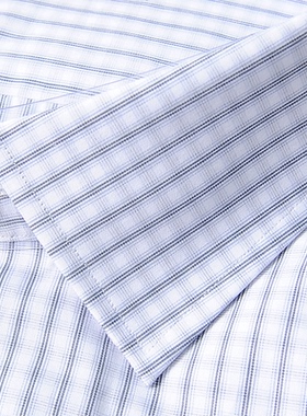 纳巴罗商场正品 Alumo高纱支棉半袖衬衫男薄格子短袖衬衣商务寸衫