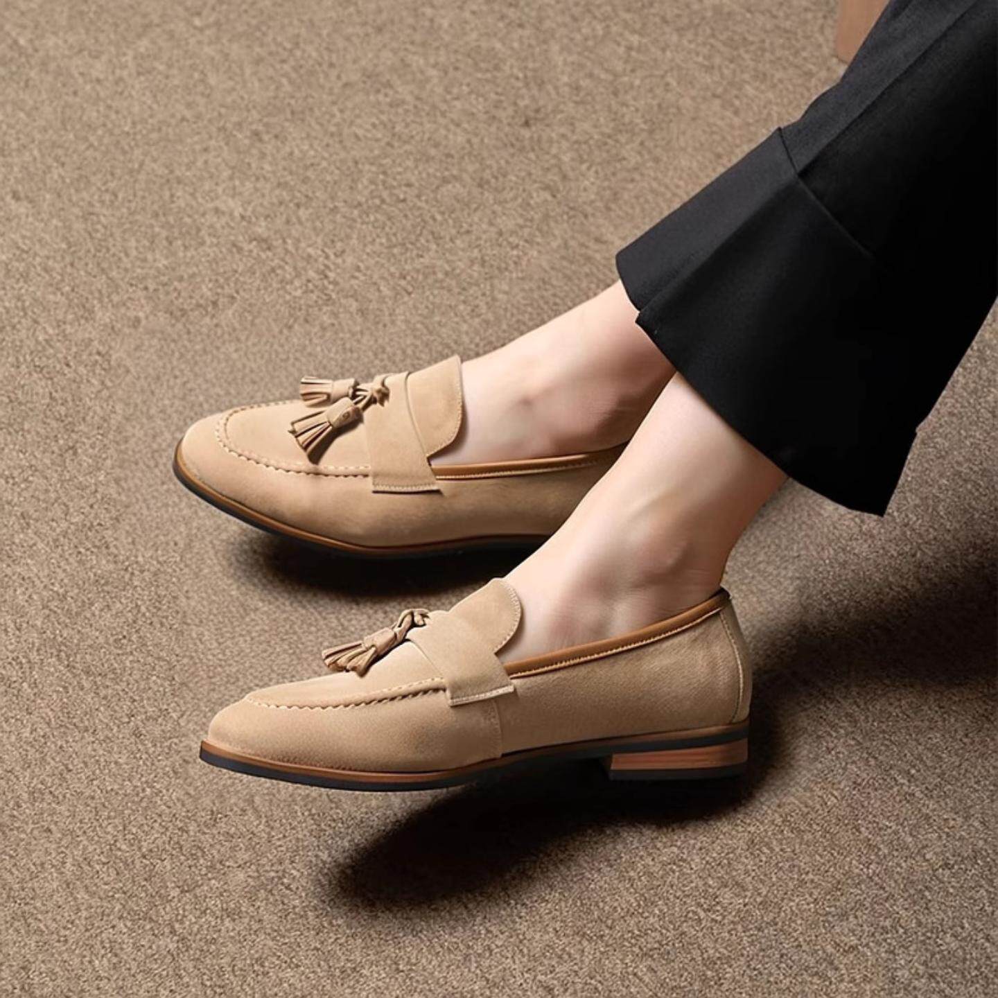 普洛克正品男鞋 流苏乐福鞋磨砂牛皮真皮英伦夏软面皮鞋休闲鞋子