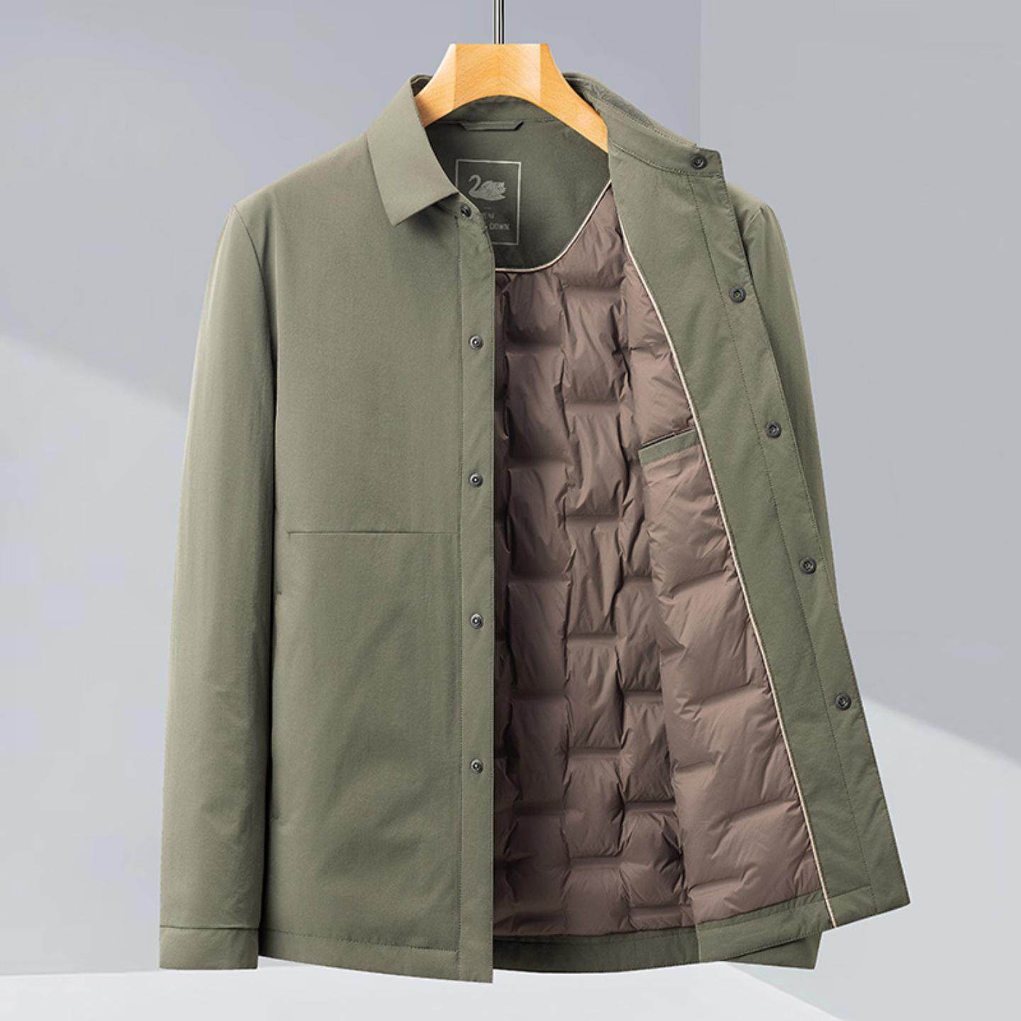 普洛克正品 翻保暖鹅绒羽绒服新款男商务夹克休闲秋冬高级感外套