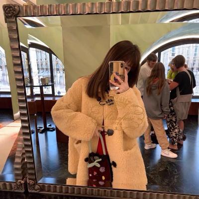 普洛克正品 冬季新全羊毛羊羔毛皮毛一体外套女皮草大衣韩版休闲