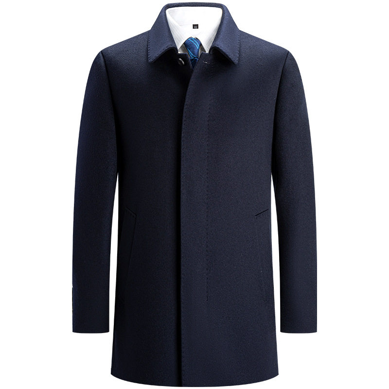 普洛克商场正品 哥伦布进口山羊绒大衣男冬翻领中长款外套