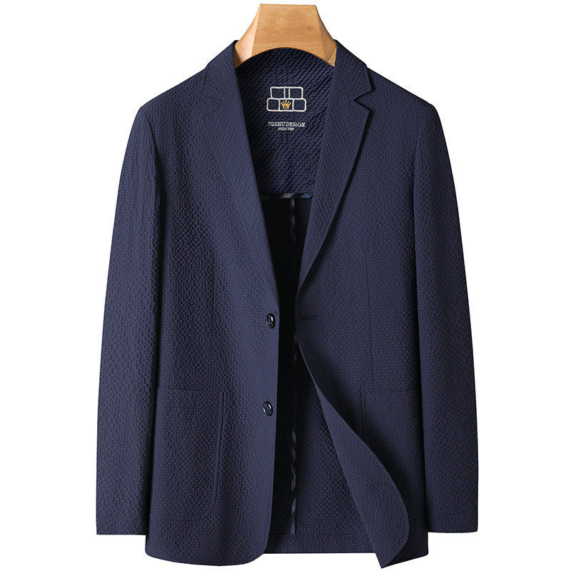 普洛克正品男装 麻青年轻奢商务休闲薄款透气夹克西服外套潮上衣