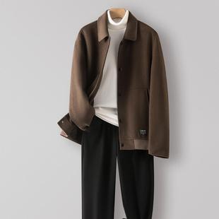 普洛克正品 冬羊毛大衣短款夹克双面呢子大衣男高端羊绒休闲外套