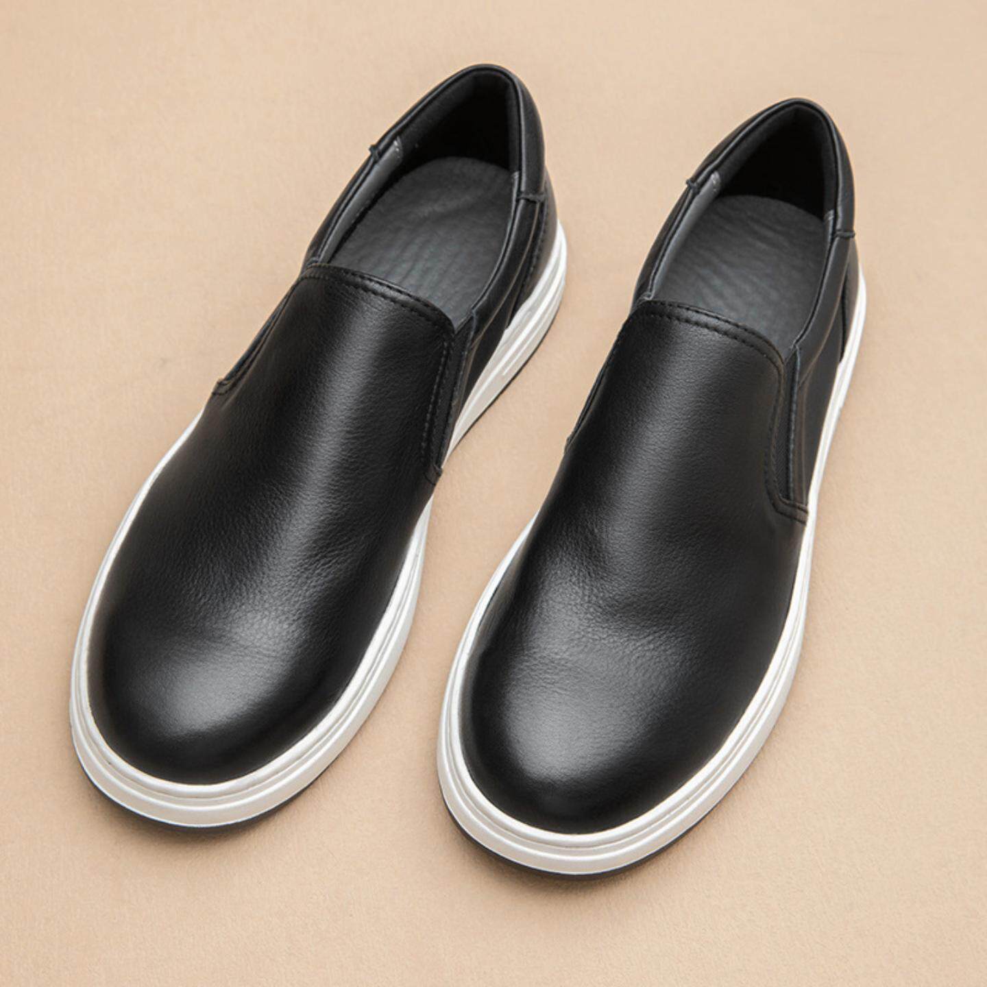 普洛克正品男鞋 真皮板鞋透气休闲头层牛皮豆豆鞋软底乐福鞋开车