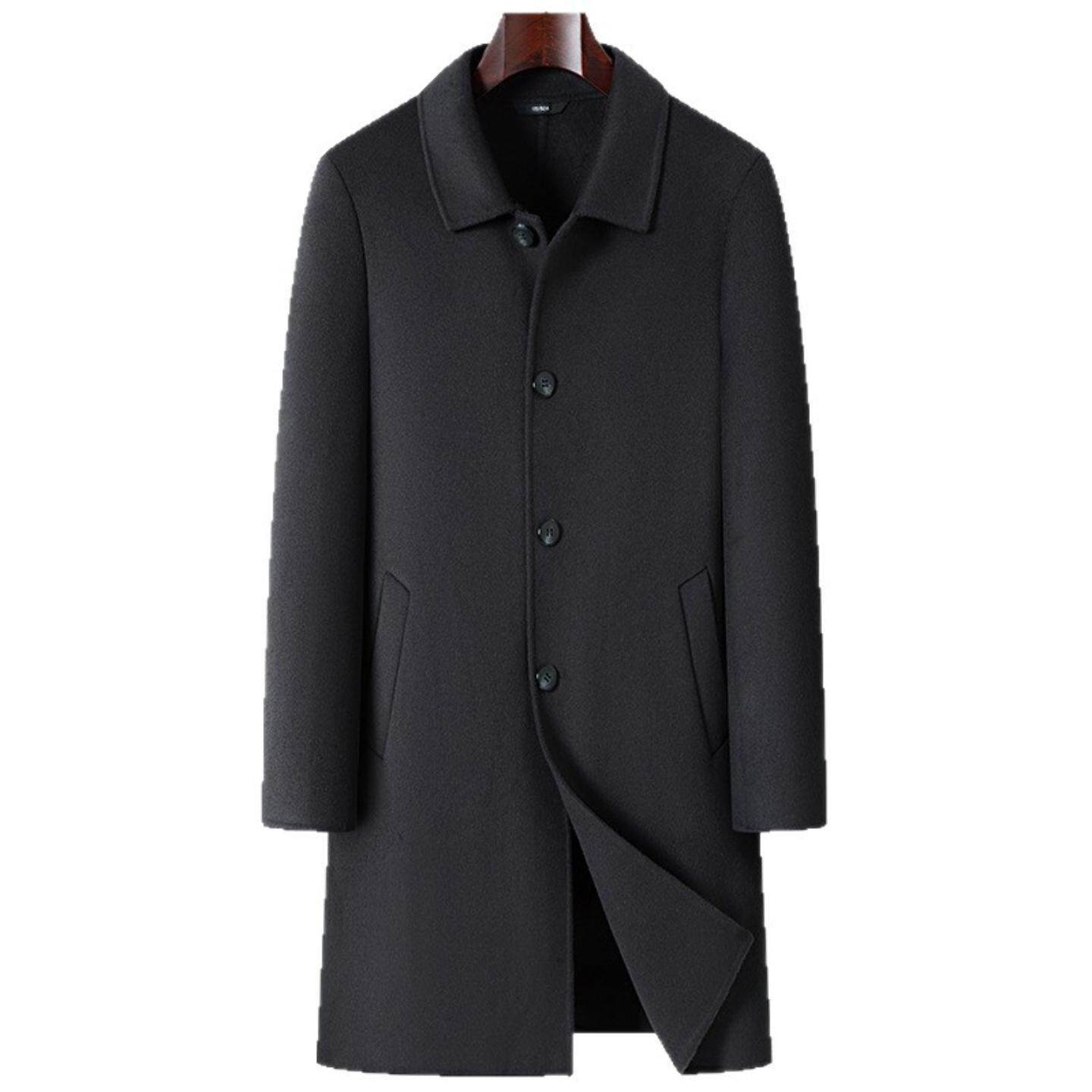 普洛克正品 羊毛男大衣秋冬中长款脱卸羽绒内胆商务翻领户外外套