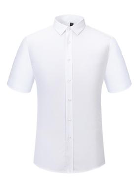 普洛克正品 竹纤维衬衫夏冰丝防皱商务休闲正装免烫西装白色衬衣