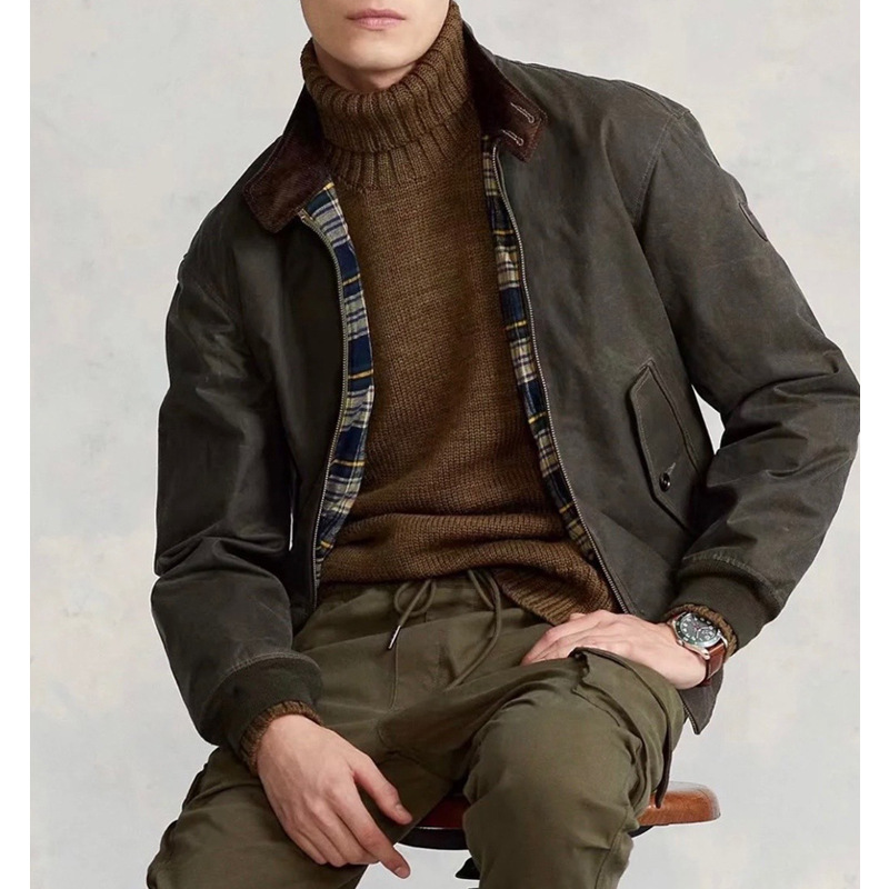 普洛克正品 YKK棉猎装油蜡夹克男装防水户外立领哈灵顿外套